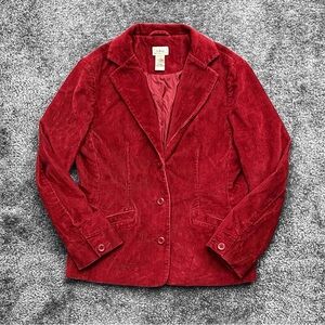 L.L. Bean Red Corduroy Blazer Classic Textured Design